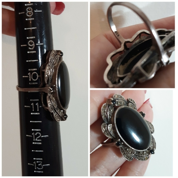 SOLD🦋  Huge vtg sterling silver onyx ring - Picture 3 of 4